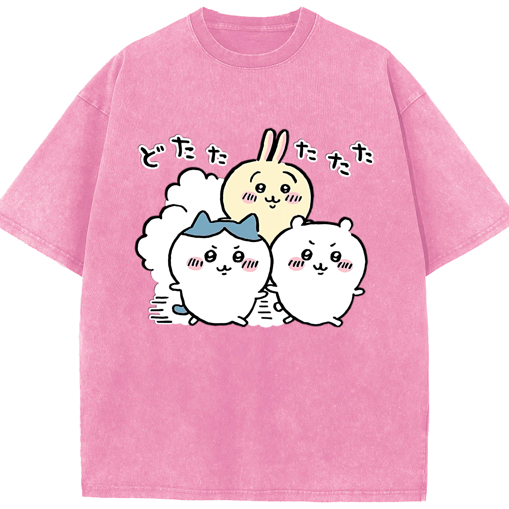 （画像用） ちいかわ ハチワレ Chii-kawa hachiware 綿100% ヴィンテージ風 半袖Tシャツ（フロントプリント）